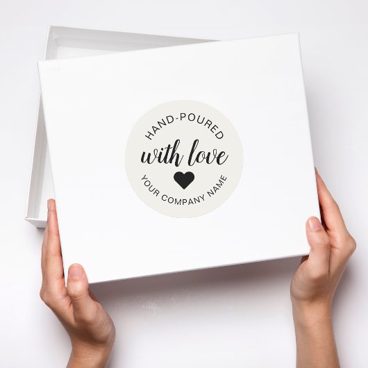 "handgossen" mit Liebe-Kerze Runder Aufkleber