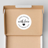 "handgossen" mit Liebe-Kerze Runder Aufkleber