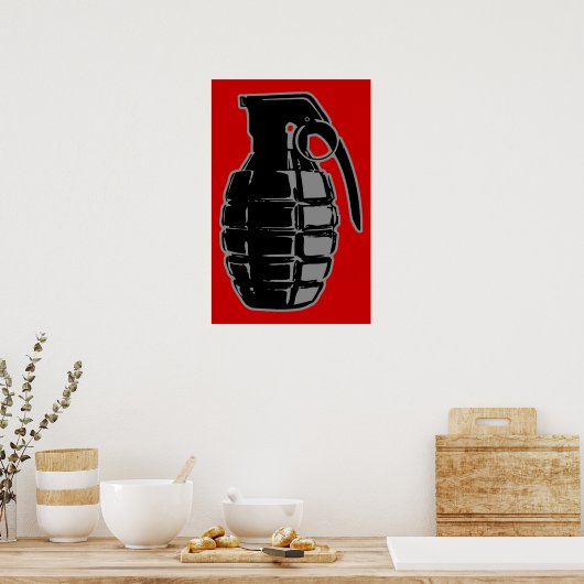 Handgranate - grau poster (Küche)