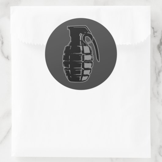 Handgranate - grau runder aufkleber (Tasche)