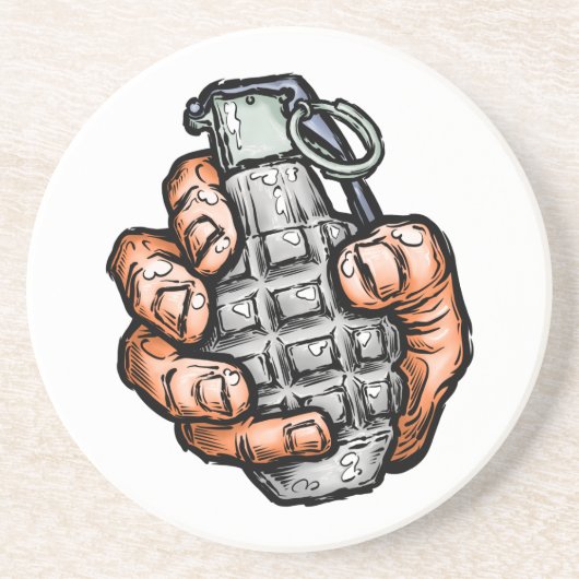 Handgranate im Stil von Comicen Getränkeuntersetzer (Vorne)