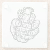 Handgranate im Stil von Comicen Glasuntersetzer (Rückseite)