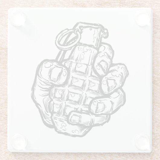 Handgranate im Stil von Comicen Glasuntersetzer (Rückseite)