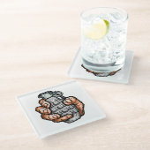 Handgranate im Stil von Comicen Glasuntersetzer (Schrägansicht)