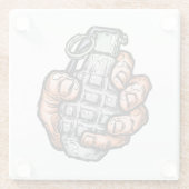 Handgranate im Stil von Comicen Glasuntersetzer (Rückseite)