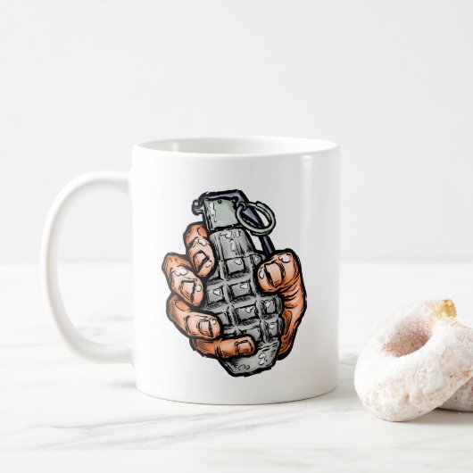 Handgranate im Stil von Comicen Kaffeetasse (Mit Donut)
