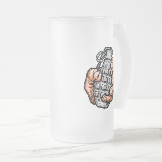 Handgranate im Stil von Comicen Mattglas Bierglas (VorderseiteRechts)