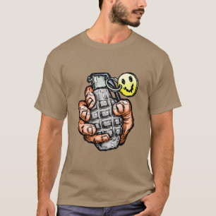 Handgranate mit glücklichem Gesicht, Comic-Stil T-Shirt