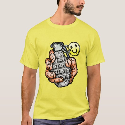 Handgranate mit Happy Face, Comic Style T-Shirt (Vorderseite)