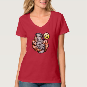 Handgranate mit Happy Face, Comic Style T-Shirt
