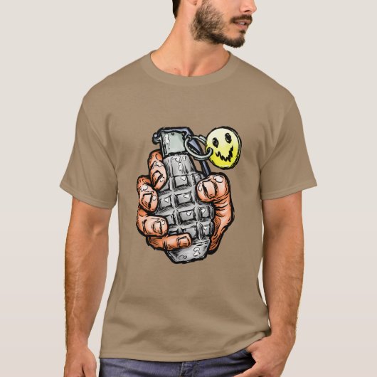 Handgranate mit Happy Face, Comic Style T-Shirt (Vorderseite)