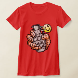 Handgranate mit Happy Face, Comic Style T-Shirt