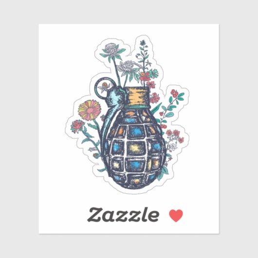 Handgranatvase von Blume Aufkleber (Blatt)