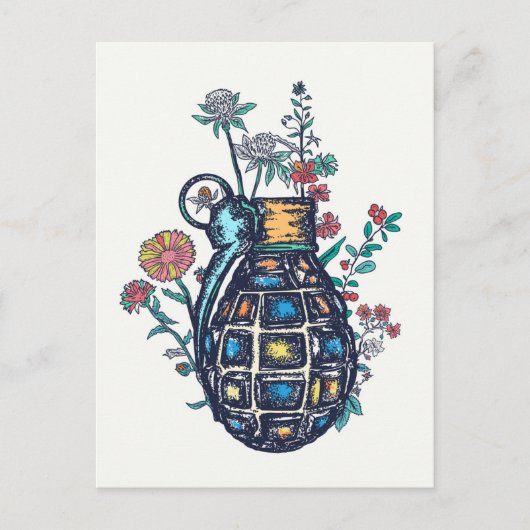 Handgranatvase von Blume Postkarte (Vorderseite)