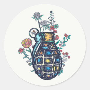 Handgranatvase von Blume Runder Aufkleber