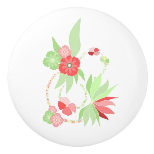 Handgriff aus Rosa-Blütenkeramik Keramikknauf (Vorderseite)