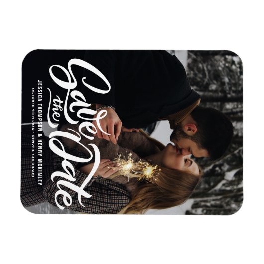 Handgriff Overlay-Foto Save the Date Magnet (Horizontal)