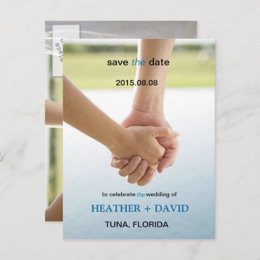 Handgriff Save the Date Foto Postkarte (Vorne/Hinten)