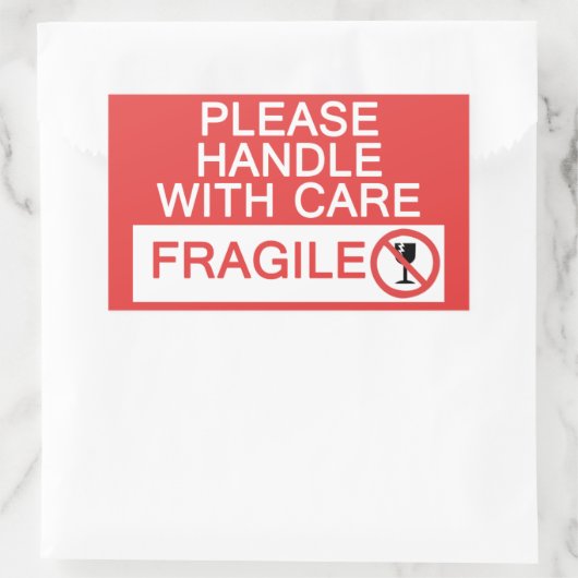 Handhabung mit Pflegeaufkleber Rechteckiger Aufkleber (Tasche)