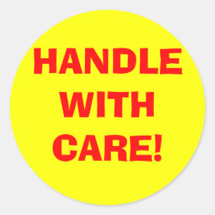 Handhabung mit Pflegeaufklebern Runder Aufkleber