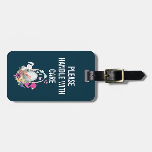 Handhabung mit Pflegeeier, Bunny & Flamingo Gepäckanhänger (Vorderseite horizontal)