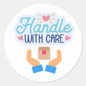 Handhabung mit vorsichtigen klassischen Round-Stic Runder Aufkleber (Vorderseite)
