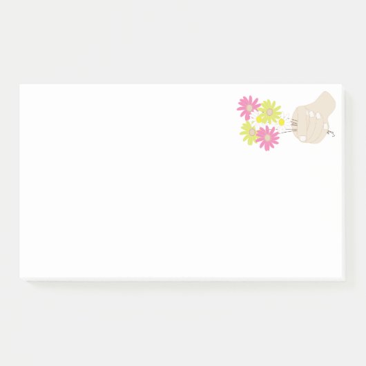 Handhalte Blume Post-it Klebezettel (Vorderseite)