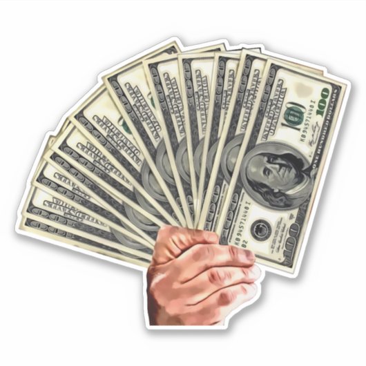 Handhaltung Hundert Dollar Scheine Geld Kunst Aufkleber (Vorderseite)