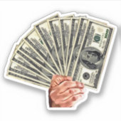 Handhaltung Hundert Dollar Scheine Geld Kunst Aufkleber (Vorderseite)