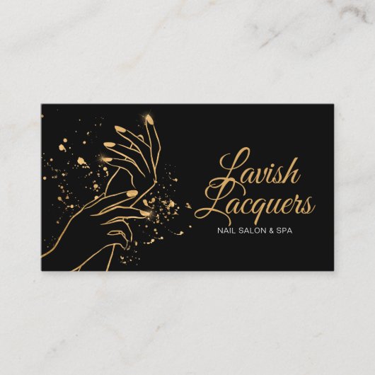 Handhandhandschuhe - line Art Illustration - Gold Visitenkarte (Vorderseite)