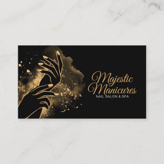 Handhandhandschuhe - line Art Illustration - Gold Visitenkarte (Vorderseite)