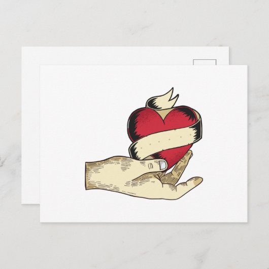 Handheld-Herz Postkarte (Vorne/Hinten)