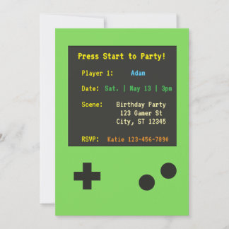 Handheld Video Game Birthday Invitation Einladung