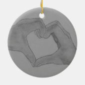 Handherz Keramik Ornament (Hinten)