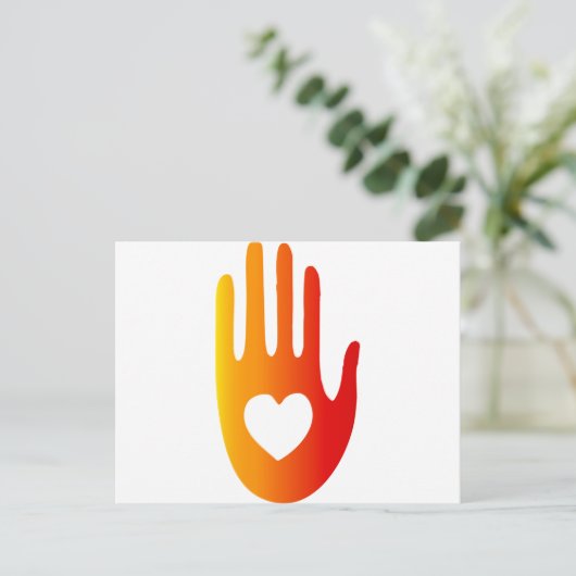 Handherz Postkarte (Stehend Vorderseite)