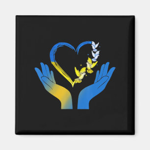 Handherz ukrainische Fahne Taube Ukraine stehen mi Magnet