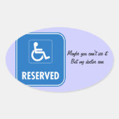 Handicap Parking Sign Ovaler Aufkleber (Vorderseite)