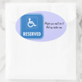 Handicap Parking Sign Ovaler Aufkleber (Tasche)