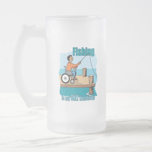 Handicap Rollstuhl Fischerei Mattglas Bierglas (Links)