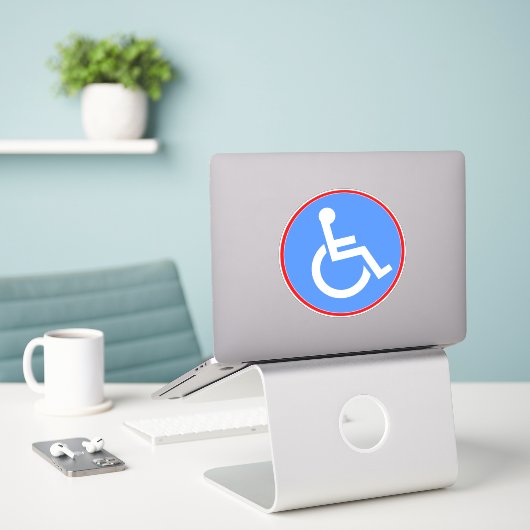 Handicap Rollstuhl Symbol - Blau Mit Behinderung Aufkleber (Laptop auf Schreibtisch)