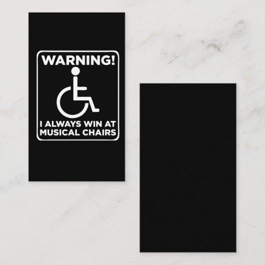 Handicap Sarcastic Rollstuhl Musikalischer Stuhl Visitenkarte (Vorne/Hinten)