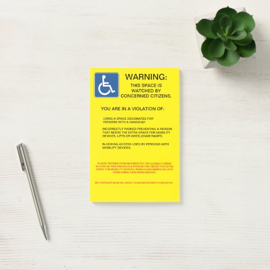 HANDICAP-VERLETZUNG POST-IT KLEBEZETTEL (Büro)