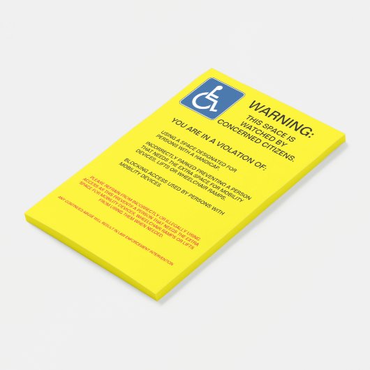 HANDICAP-VERLETZUNG POST-IT KLEBEZETTEL (angewinkelt)