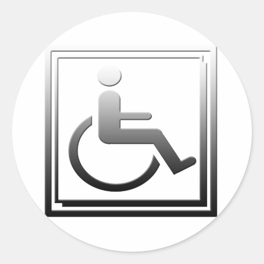 Handicapped Stilistische Symbol Chrome Silver Runder Aufkleber (Vorderseite)