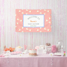 Handillustrierte Baby-Enten Rosa Baby Shower Party