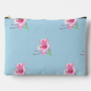 Handillustrierte blaue und rosa Blume mit Robin-Sz Zubehörtasche
