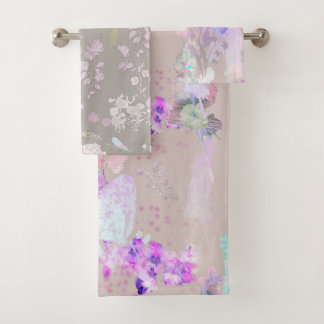 Handillustrierte Blumen Druck Waschen Badetuch S Badhandtuch Set