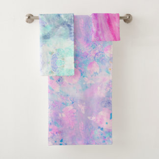 Handillustrierte Blumen Druck waschen Badetuch S Badhandtuch Set