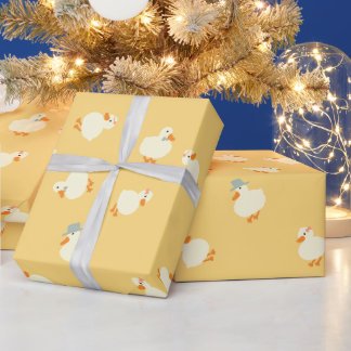 Handillustrierte Enten Kinder Gelbe Babyparty Geschenkpapier