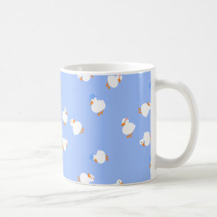 Handillustrierte niedliche Enten blaue Kaffeetasse